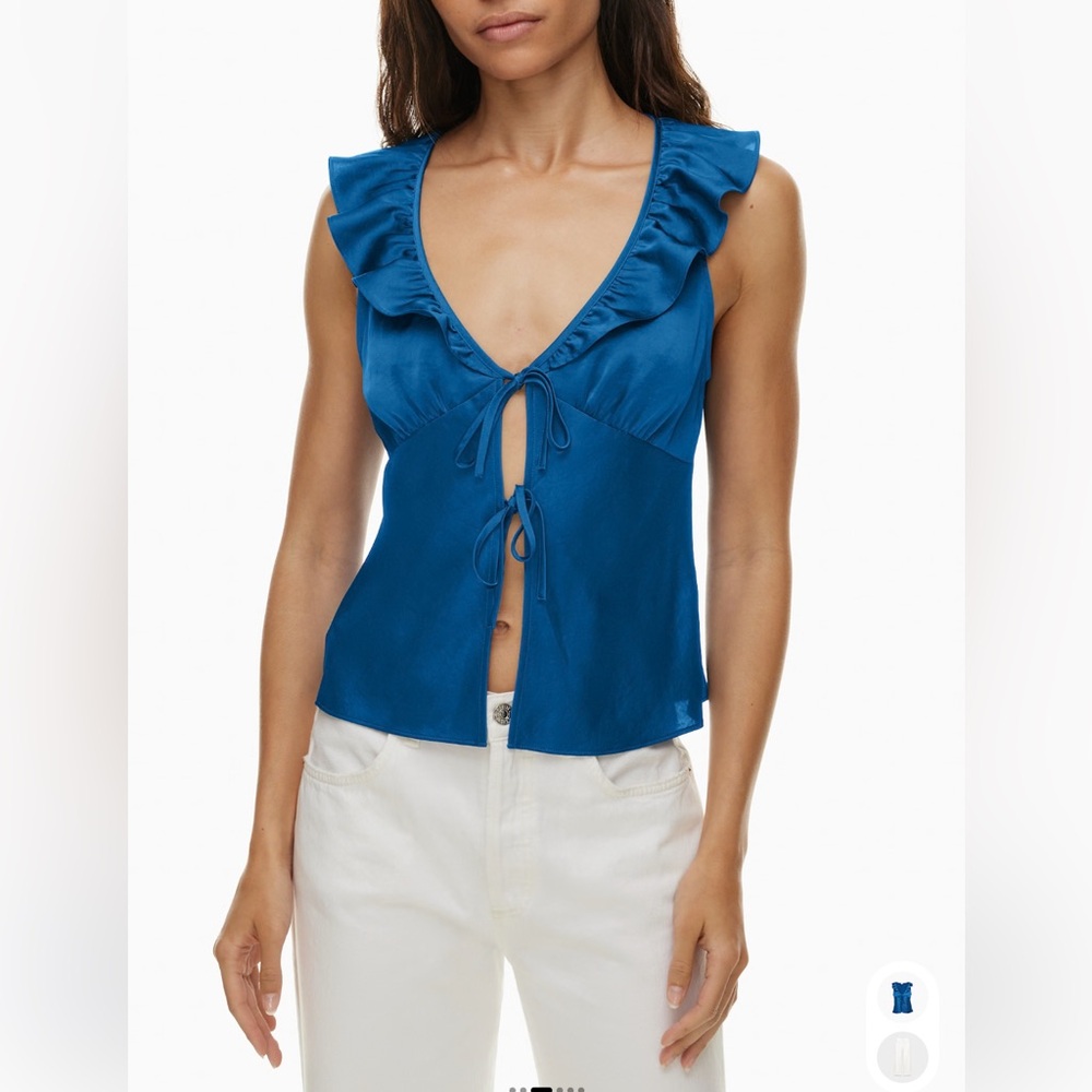 NWOT Aritzia‎ Wilfred Blue Tonka Satin Blouse